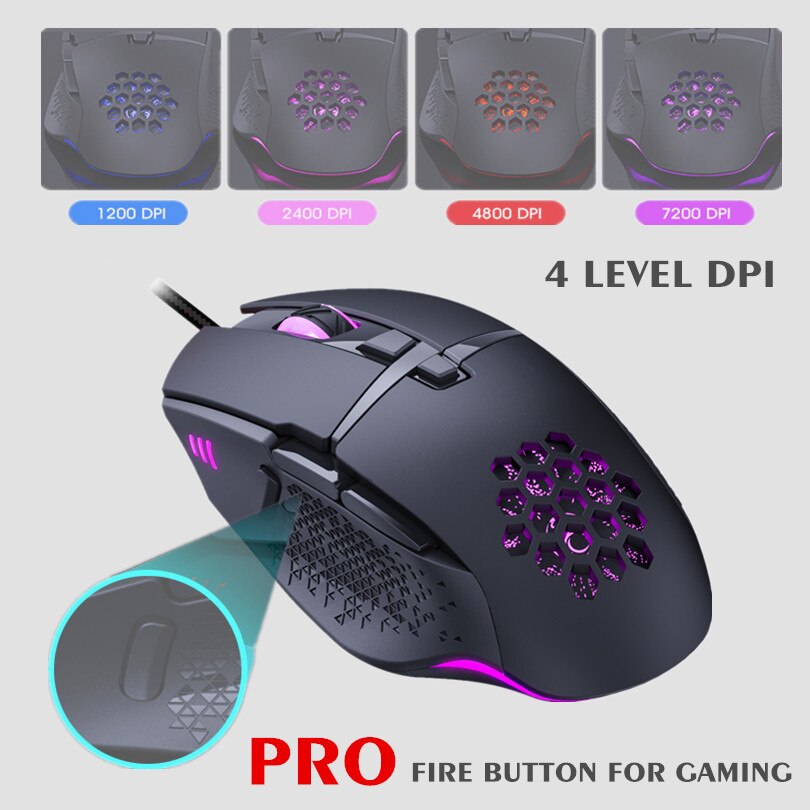 Wired LED Gaming Mouse 7200 DPI Computer Mouse Gamer USB Ergonomic Mause With Cable For PC Laptop RGB optical Mice With Backlit