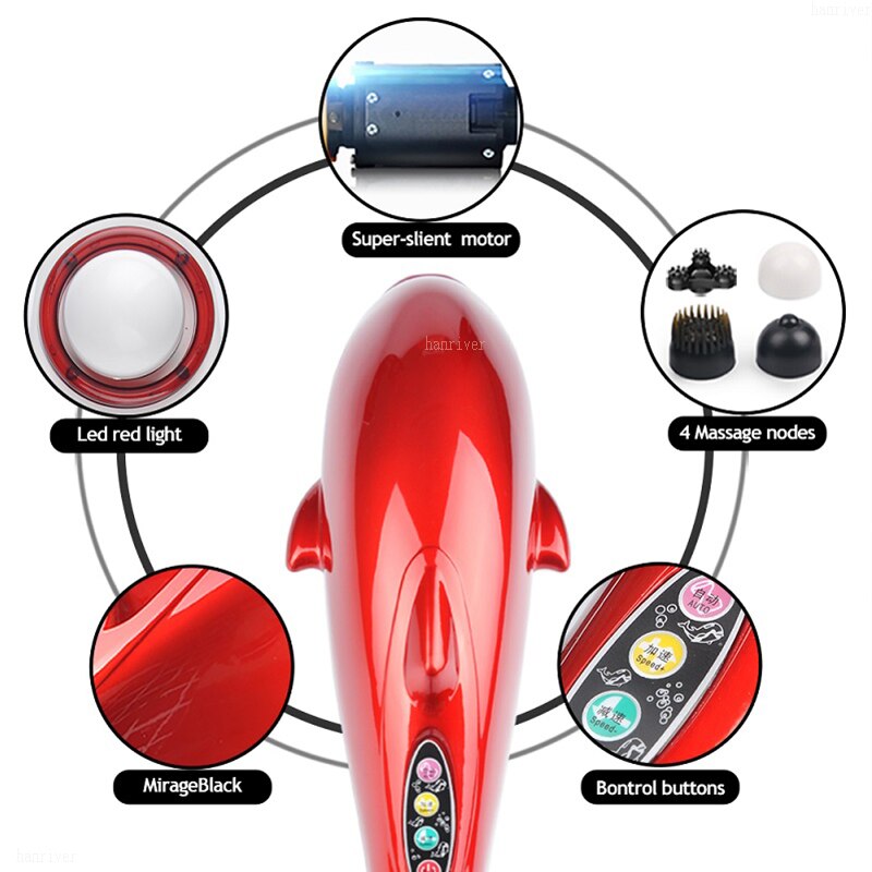 Elektrische Dolfijn Handheld Stimulator Trillingen Infrarood Nek Voeten Massage Hamer Roller Relax Gezondheid Massage Stok