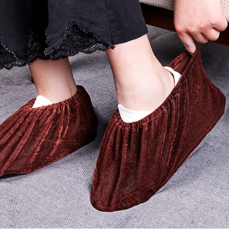 Genanvendelige slidstærke skoovertræk sko ærme indendørs vaskbare støvtætte skridsikre åndbare overtrækssko: Mørkebrun s