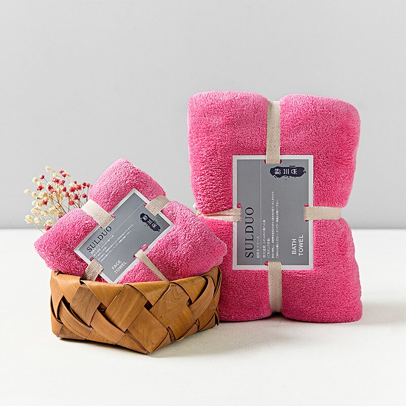 Adulte absorbant ensemble de serviettes de bain chaîne tricoté polyester brocart corail polaire serviette de bain hôtel serviette serviette de bain: rose Red