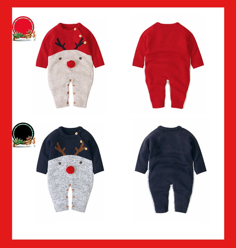 Jongens En Meisje Gebreide Cartoon Fawn Baby Romper Kerst Baby Kleding Peuter Meisje Trui Warme Dikke Baby Trui Overhemd Trui