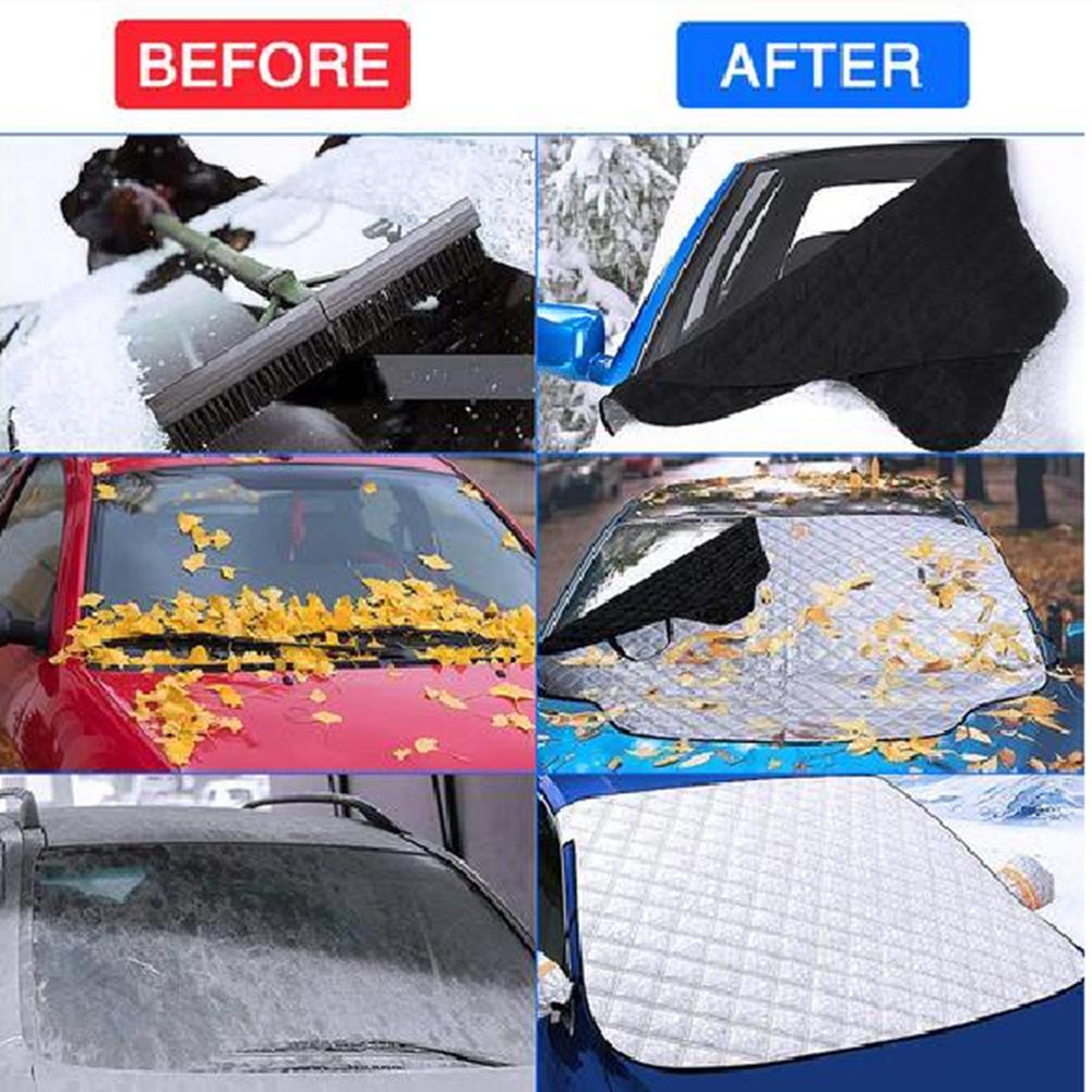 Car Windscreen Cover Anti Snow Frost Ice Windshield Dust Protector Heat Sun Shade Ice Large Snow Dust Protector&reflective Strip