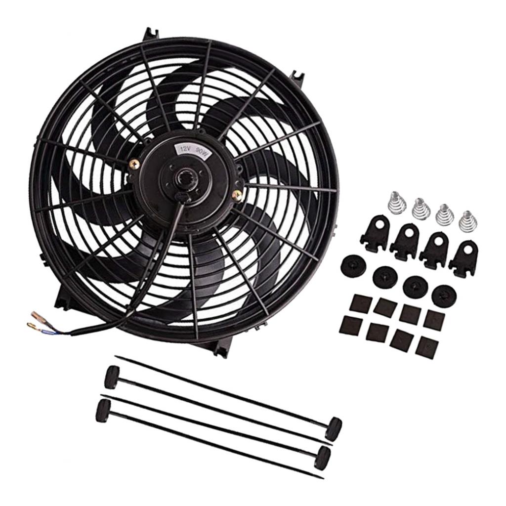 14 Inch 2250CFM Slim Line Universal Electric 12v Radiator Cooling Fan -Black