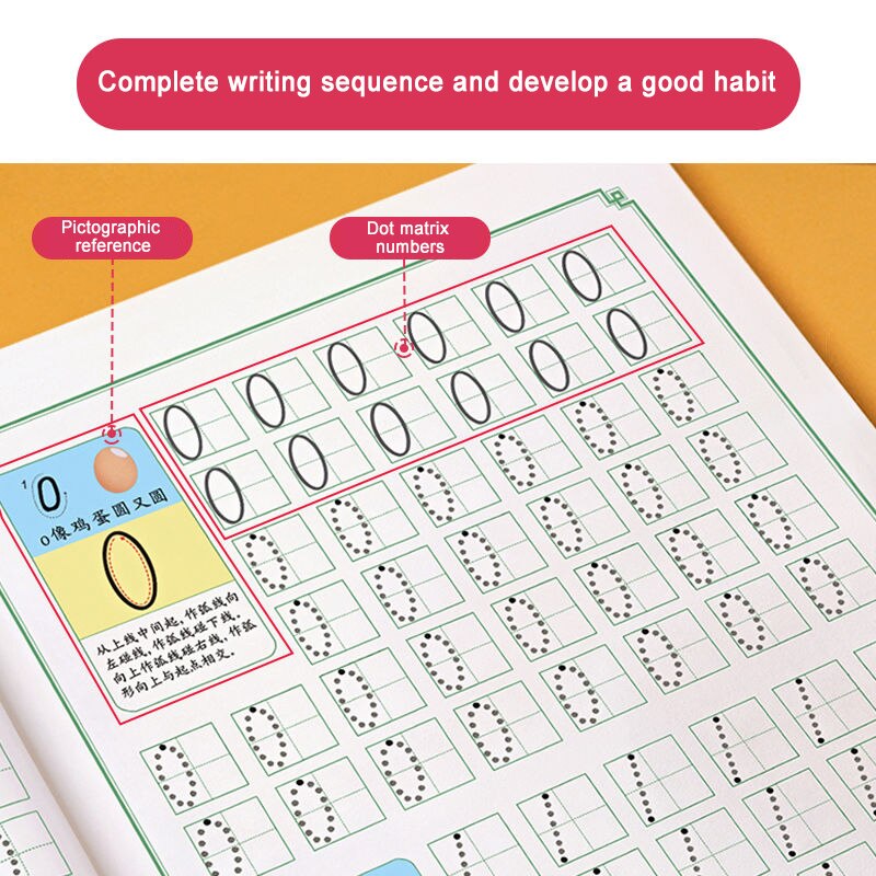 Kindergarten Numbers Pen Control Training Dot Matrix Strokes for Calligraphy Numbers 0-100 Handwriting Textbook Learning Math