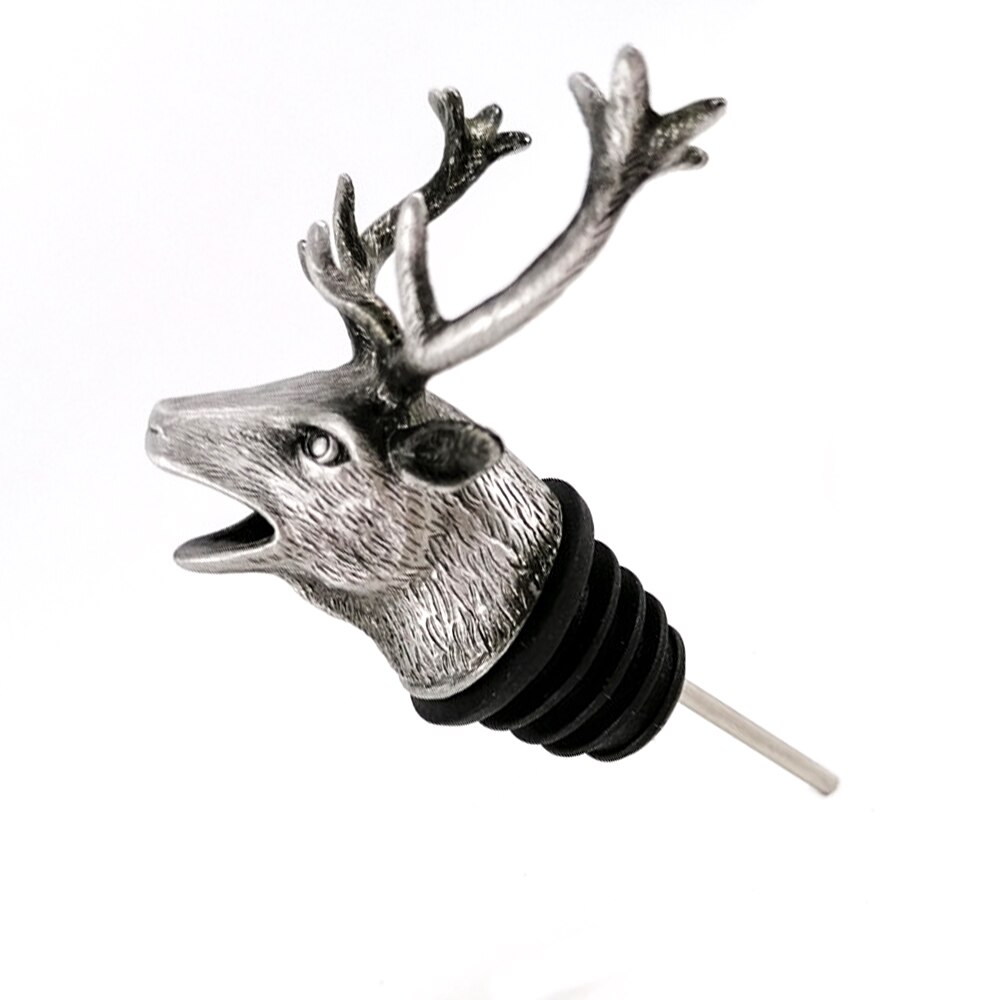 1Pcs Jagermeister Wine Pourer Zinc Alloy Deer Elk Lion Bull Wine Stopper Drinks Bar Tools Night Club Bar Accessories: Antique Pewter Deer