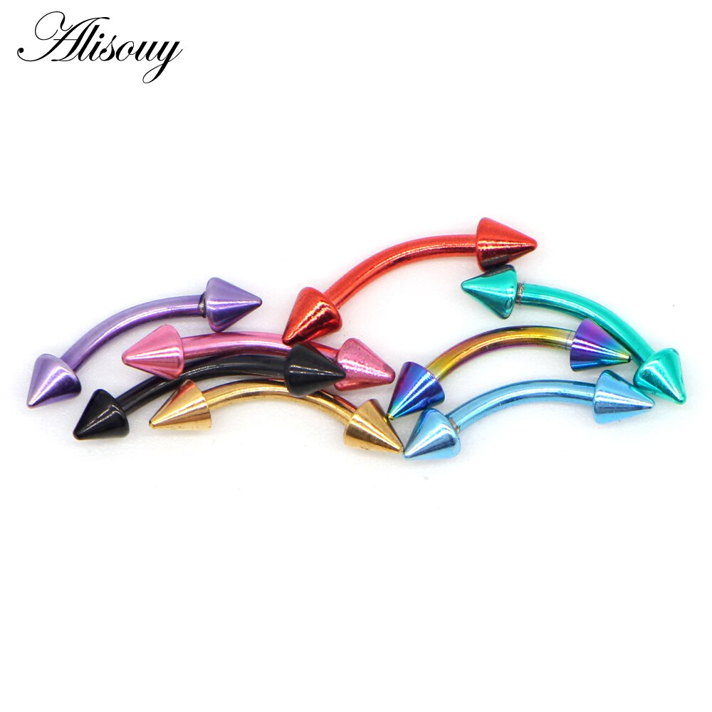 Alisouy 1pcs 16G Titanium Anodized Stainless Steel Body Jewelry Helix Piercing Ear Eyebrow Jewelry Nose Lip Captive Rings