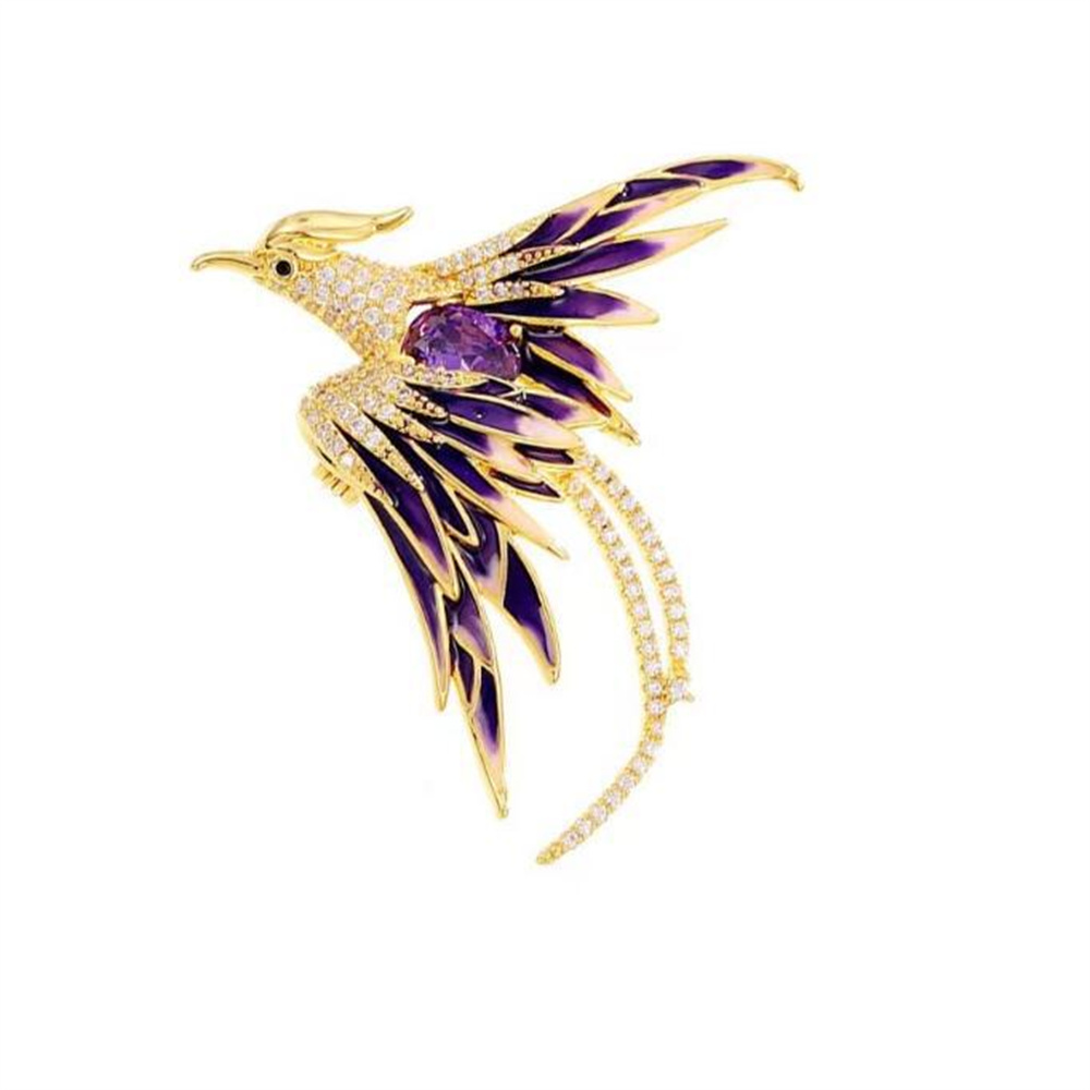 Luxury Crystal Phoenix Bird Brooch Women Men Pins Colorful Animal Brooches Clothing Accessories Party Coat Scarf Jewelry: Light Yellow Color