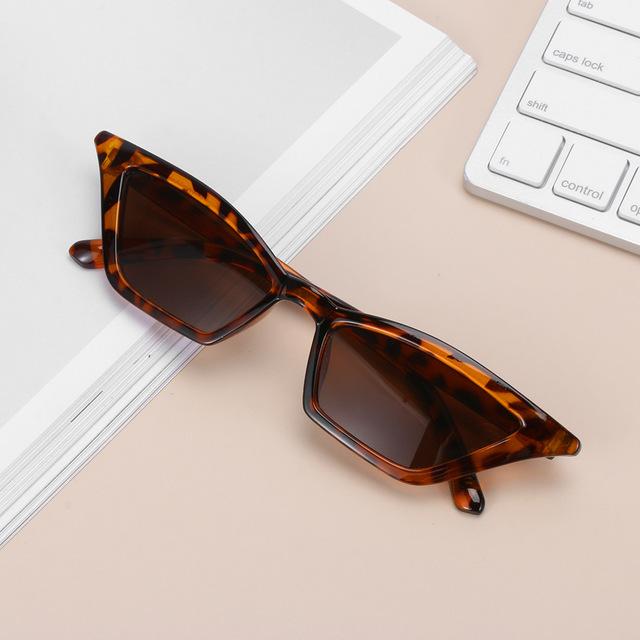 Kvinner årgang katt øye solbriller liten innfatning  uv400 solskjermer briller gate eyewear luksus trending solbriller: leopard mønster