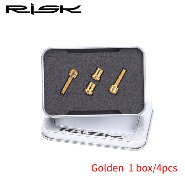 RISICO 2pcs M5x18mm Racefiets Carbon Stuurpen Bouten & Moer Kits Titanium Ti Fiets Stem Bouten Mountainbike Stuurpen schroef Moer Kits: gold