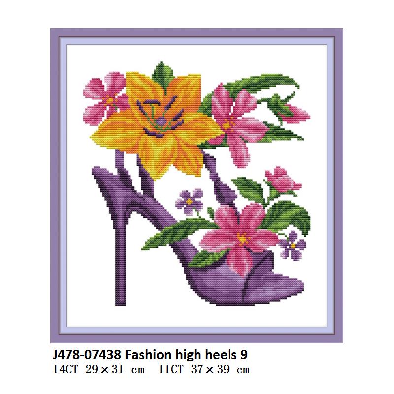 Joy Sunday High Heels Stamped Cross Stitch Kits Embroidery Kit Fabric for Cross Stitch Needles DMC Thread DIY Needlework: Cross Stitch J478 / 14CT White Cloth