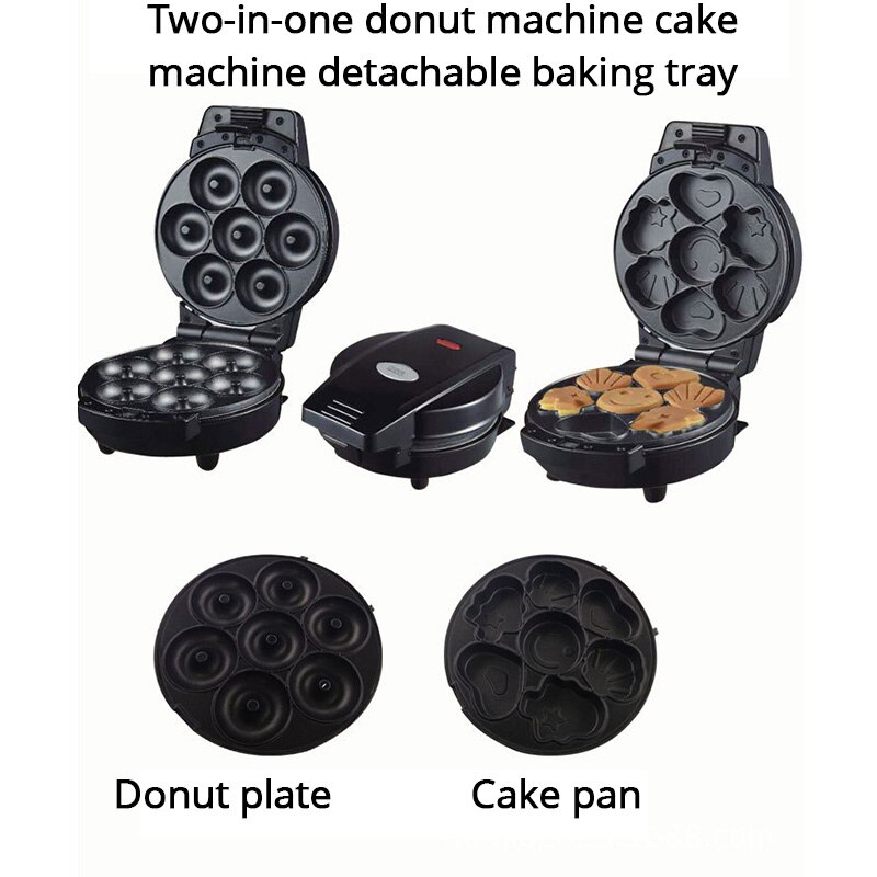 Multifunctionele Huishoudelijke Mini Cake Machine Donut Elektromechanische Bakken Pan 2 In 1 Verwisselbare Bakplaat Cake Maker