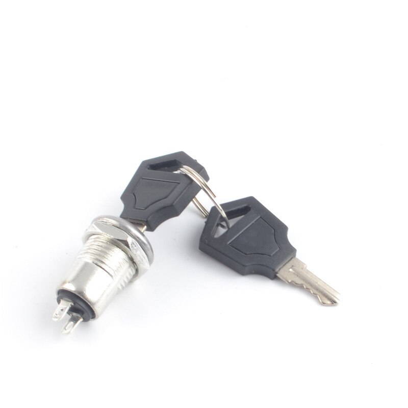 12mm Zinc Alloy Electronic Key Switch ON OFF Lock Switch Phone Lock Security Power Switch Tubular Terminals+2 Keys 2 Position