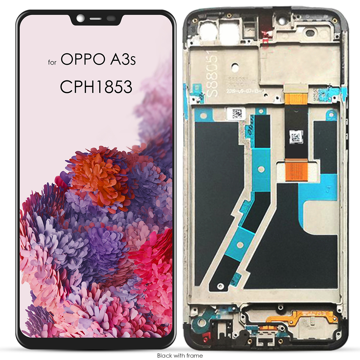 New original 1853 display screen touch digitizer assembly for 1803  a3s  a3s replacement: 1853 with frame