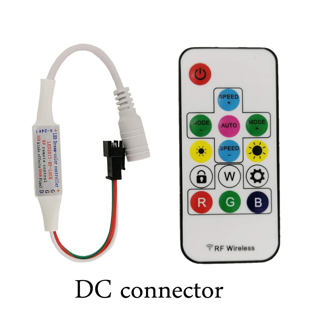WS2811/WS2812B SATA DC USB Led RGB Pixel Controller 14key Remote Drahtlose RF IR Digitale Farbe Streifen Licht Controller DC5V-24V: DC connector