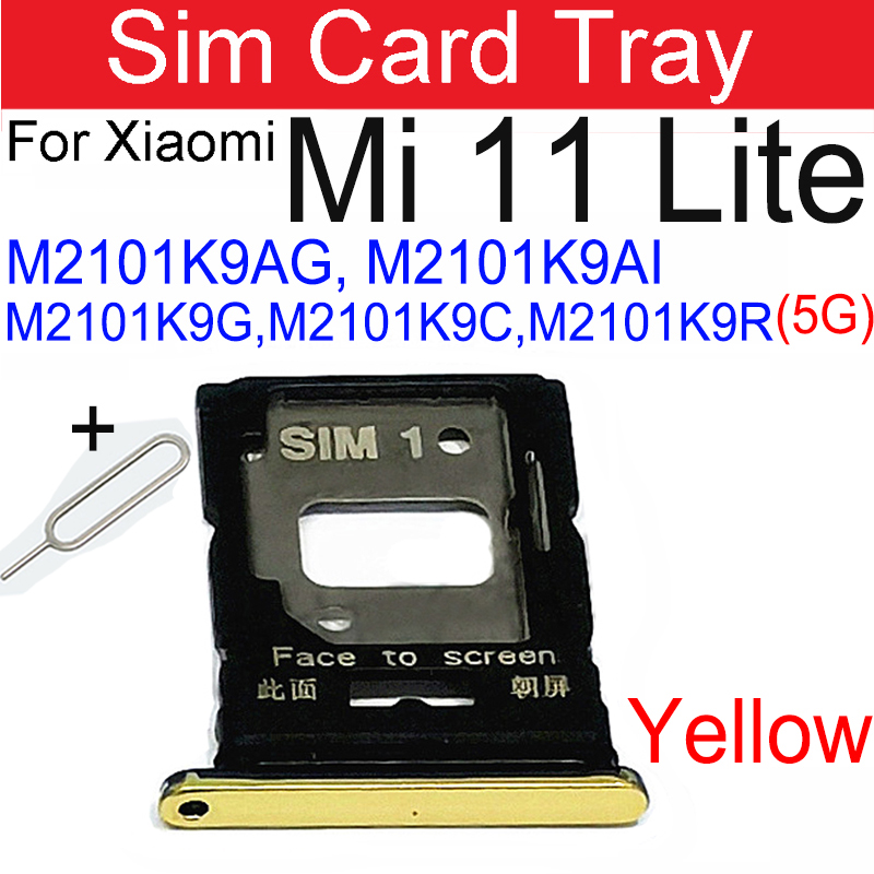 Bandeja de tarjeta Sim para Xiaomi Mi 11 Lite (jóvenes), bandeja Sim 4G 5G, ranura para tarjeta, adaptador de lector de tarjetas SIM Dual híbrido, piezas de reparación: verde
