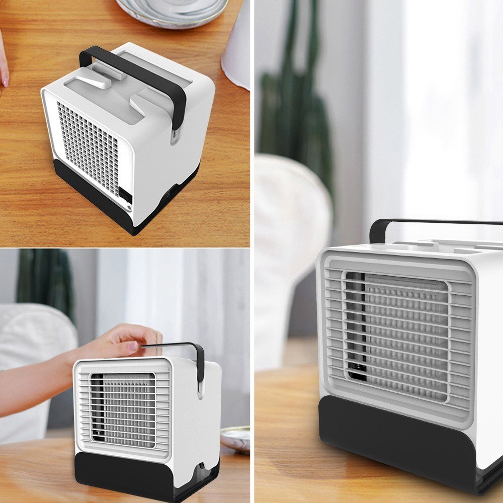 Mini Draagbare Airconditioner Ventilator Usb Desktop Luchtkoeler Kantoor Slaapzaal Cooling Mobiele Ventilator Met Led Verlichting