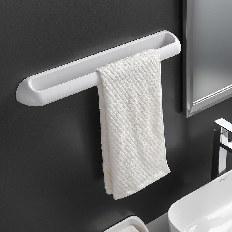 Håndklædeholder hulfrit badeværelse sugekoppestativ badehåndklædeholder nordisk enkelt enkelt håndklæde bar: Hvid / 46cm