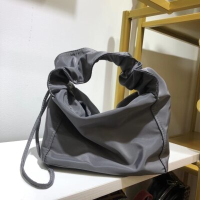 Mode Tassen Totes Vrouwen Tas Geplooide Nylon Tassen Vrouwelijke Handtas Meisje Bolsas Waterdichte Handtas Baguette Vorm Zakken: dark grey better