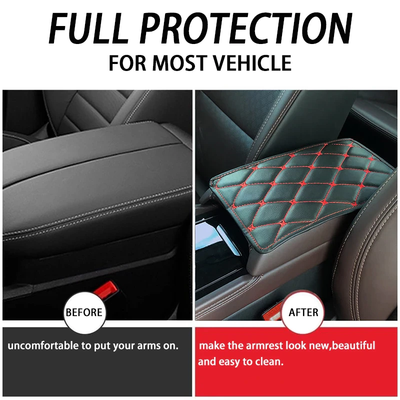 Universele Auto Lederen Armsteun Mat Waterdicht Interieur Auto Armleuningen Opbergdoos Matten Stofdichte Kussenhoes Armsteun Beschermer