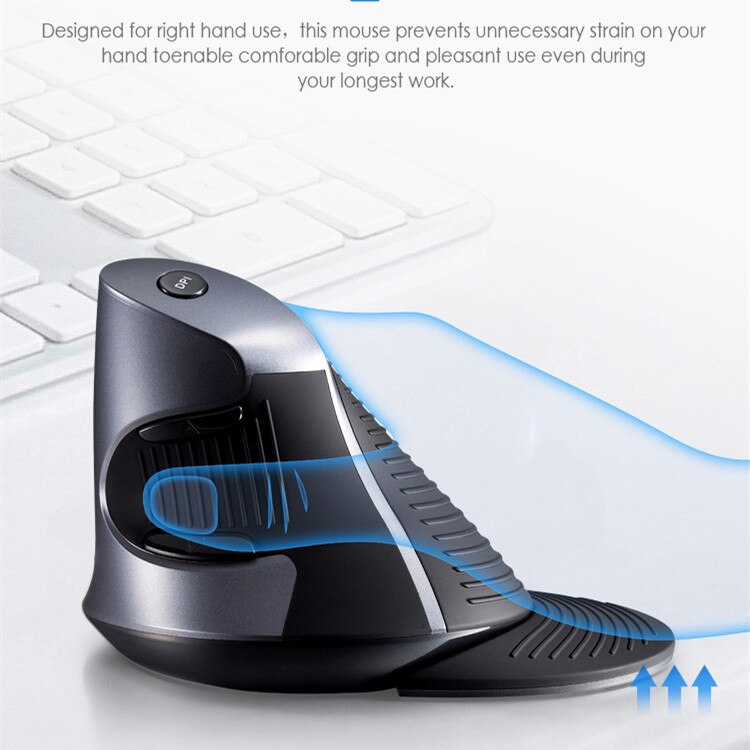 Delux M618 GX Ergonomic Vertical Wireless Mouse 6 Buttons 1600DPI Optical Mice With For PC Laptop