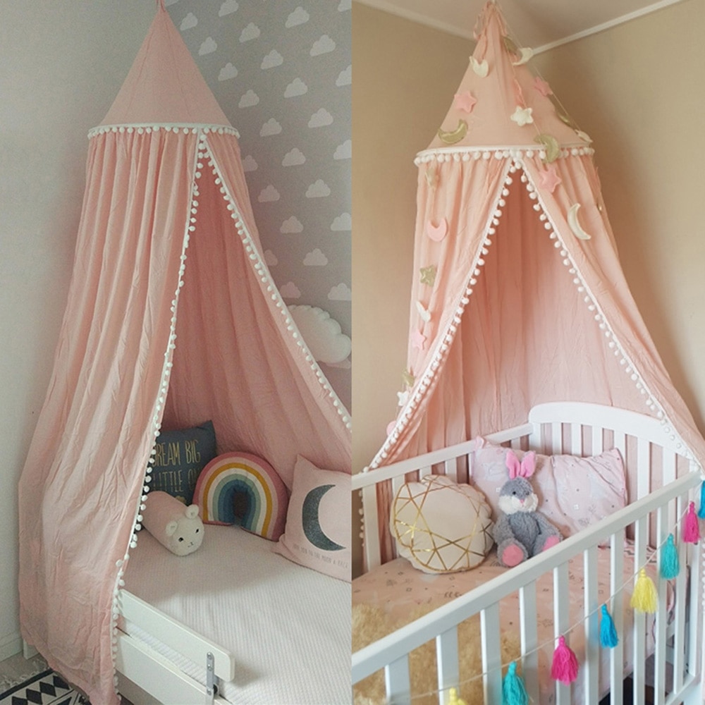 Katoenen Baby Canopy Klamboe Meisjes Prinses Bed Gordijnen Kinderen Spelen Tenten Pasgeboren Baby Wieg Netting Kinderkamer Decoratie