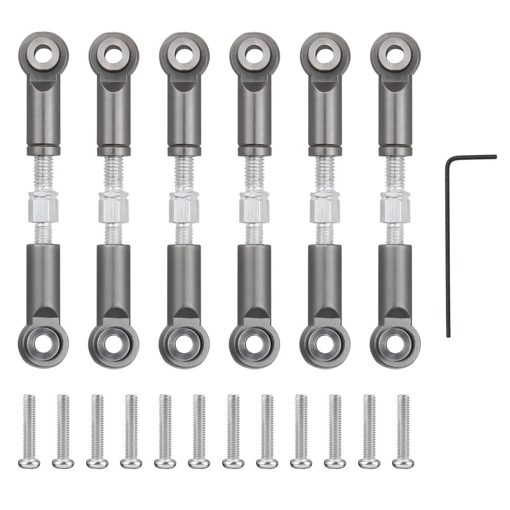 Pièces de rechange en aluminium pour Wltoys 1/18, 6 pièces réglables, A949, A959, A969, A979, K929, tige de traction en métal, A959-B,: Titanium