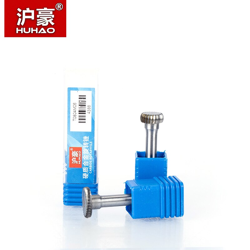 Huhao 1pc 6mm- schachten wolfraamstaalfrees metaal slijpen snijgereedschap roterende vijl cilindrische freesbit voor metaalpolijsten t-type