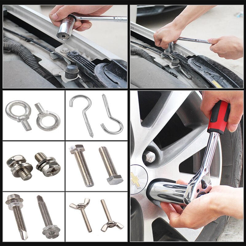 Clé dynamométrique universelle jeu de têtes douille 7-19mm perceuse à cliquet douille clé clé magique poignée outils à main outils de bricolage