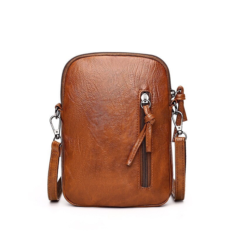 vintage soft leather handbags mini mobile phone bag women's shoulder messenger bag small bag
