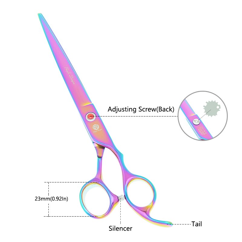 8.0 &quot;lila Drachen Hunde Pflege Schere Haustiere Gerade Gebogen Schneiden Tijeras Friseur 7.5&quot; Ausdünnung Scher Ebene Trimmer B0051B