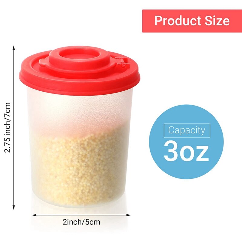 4PCS Salt and Pepper Shakers Moisture Proof Salt Shaker with Red Covers Lids Plastic Airtight Spice Jar Dispenser