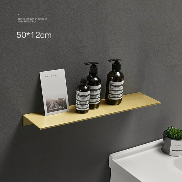Brushed Gold Black White Bathroom Storage Rack 30-50cm Modern Bathroom Shelves Kitchen Wall Shelf Home Accessories: Navy Blue