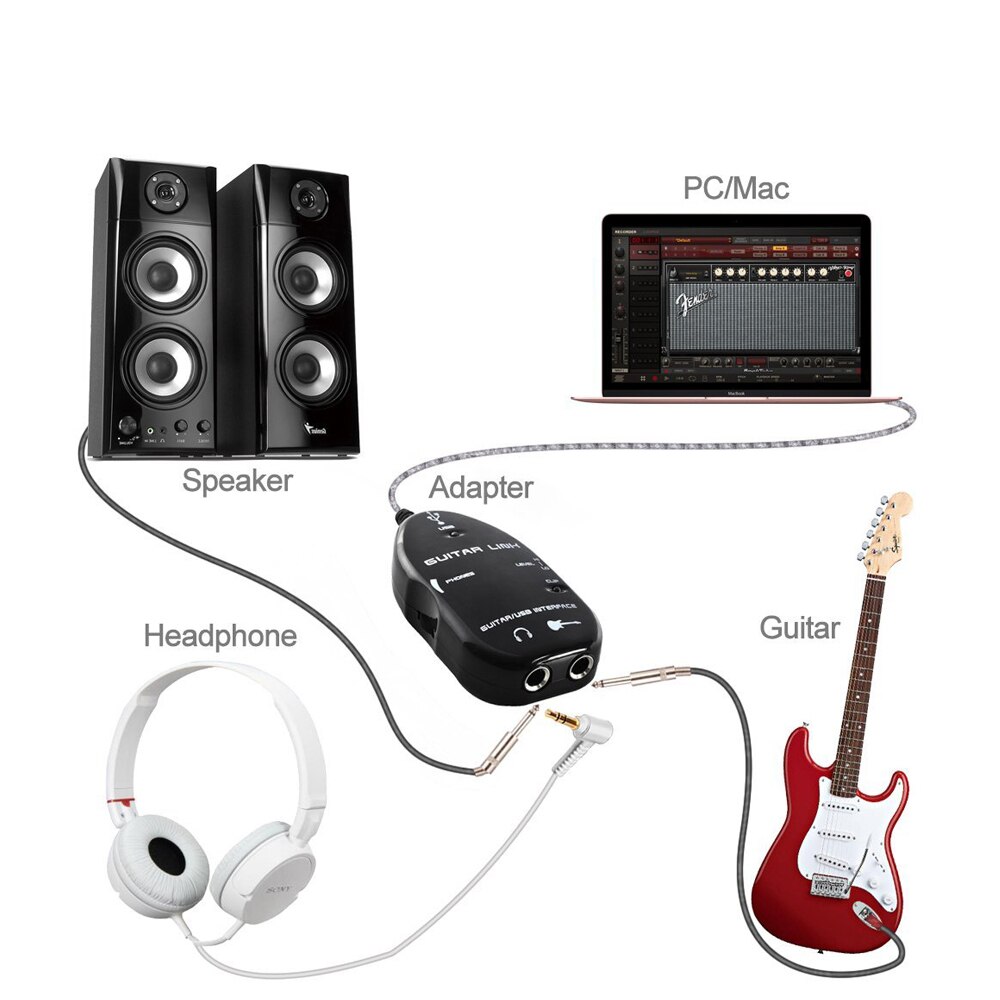 Konverter usb guitar link kabel usb drevet med cd drev understøttelse bærbar usb guitar link kabel