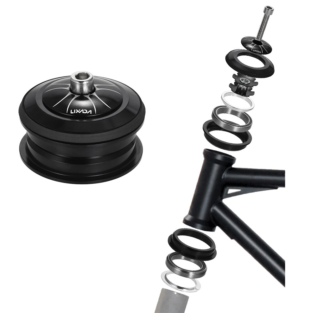 Lixada Bicycle Headset CNC Threadless Tapered Headset Sealed Cartridge Bearings 1-1/8"