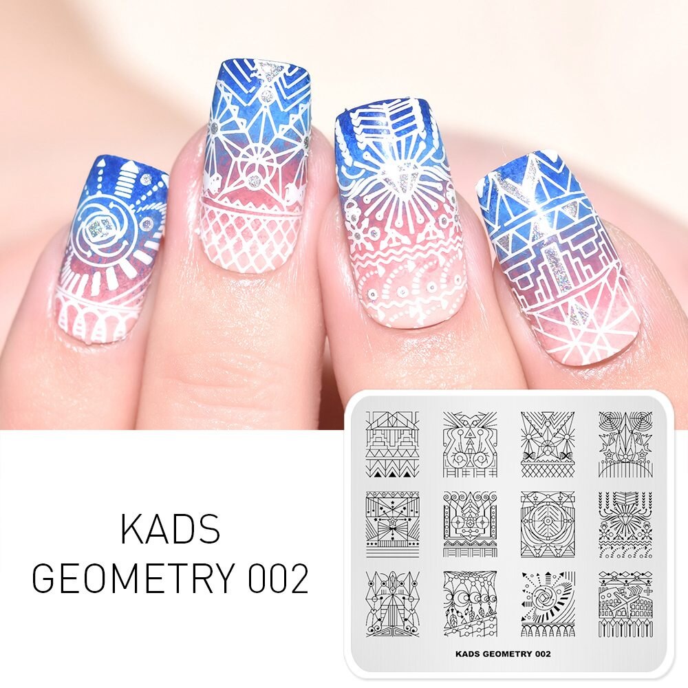 Kads natur geometri zoo negleprinter nail art stempling plader manicure polish stempling skabelon billedplader: Geometri 002