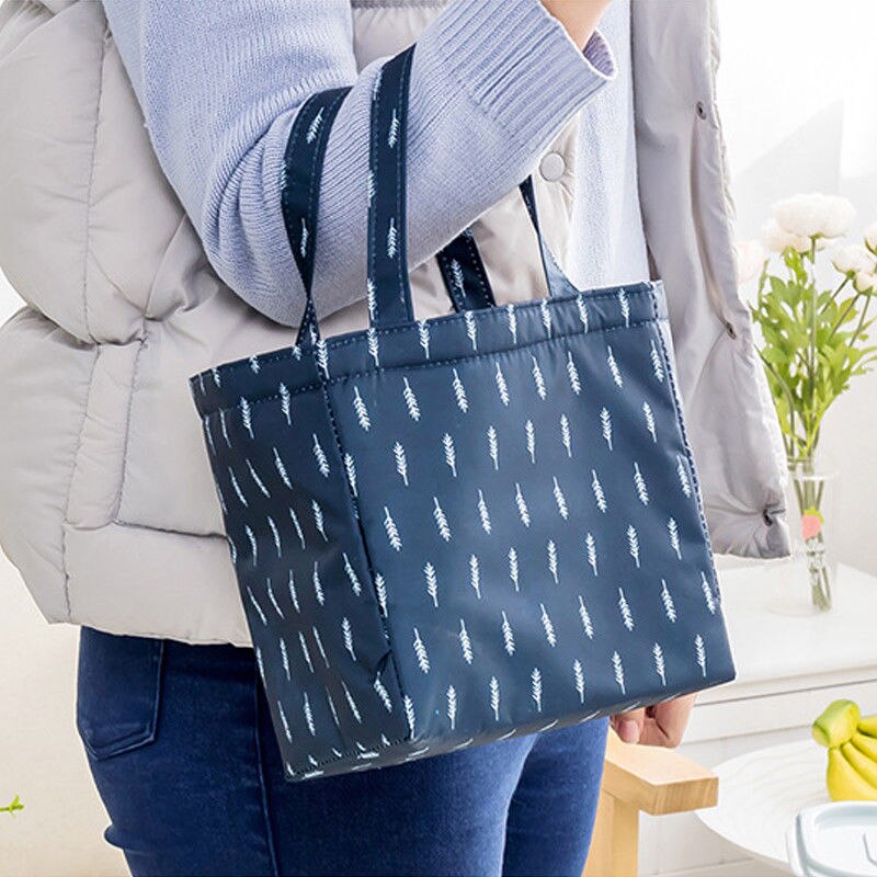 Afdrukken Canvas Grote Lunch Zakken Vrouwen Meisjes Kids Draagbare Geïsoleerde Box Picknick Thermische Voedsel Tote Koeler Opbergzakken