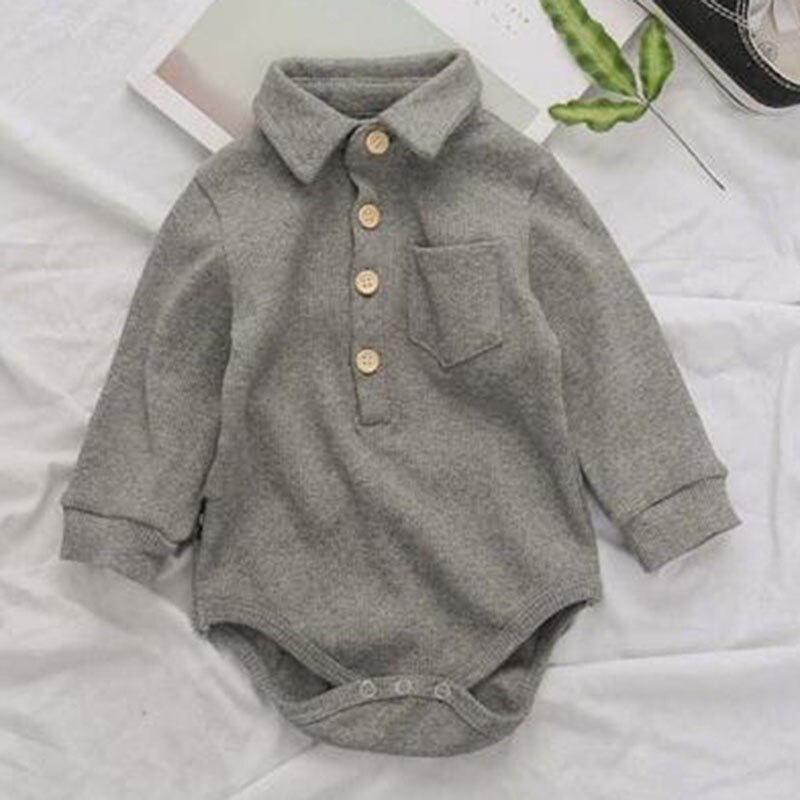 Lente Herfst Kids Jongens Meisje Lange Mouw Pure Kleur Rompertjes Baby Baby Jongen Meisje Pasgeboren Rompertjes Kleding Baby Jongen Meisje rompertjes: AHY-071 gray / 3M