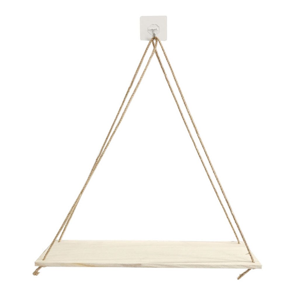 Estante de la decoración del hogar estante de madera estante flotante maceta de planta de madera superior cuerda colgante estante de artesanía montado en la pared #25: White 