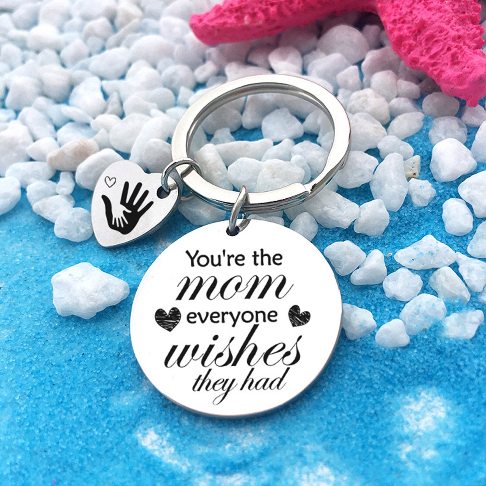 Heart Shaped Engraved Letters keychain love Pendant To best mum Mother's Day Thanksgiving Jewelry Keychain