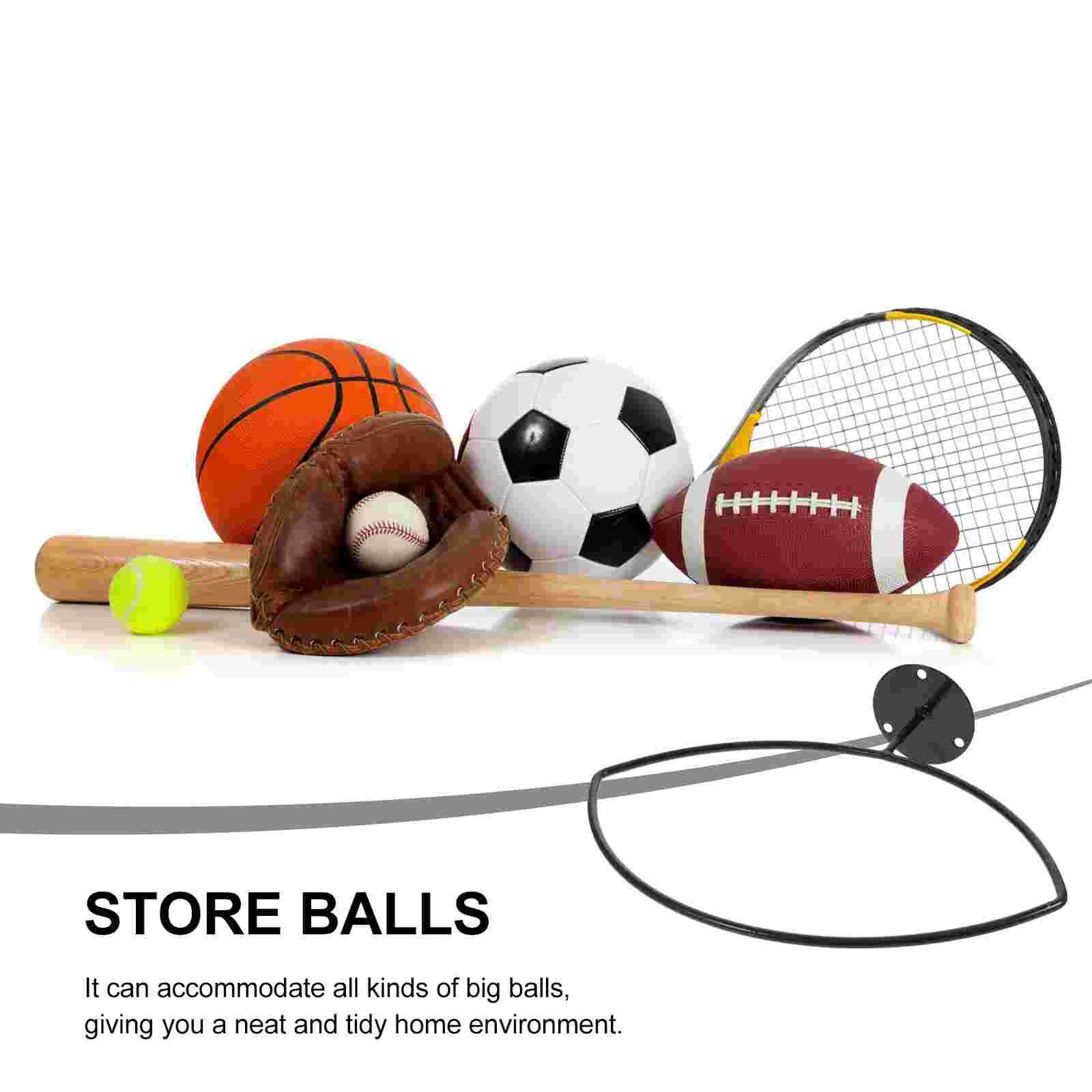 1 set wall-mounted basketball rack sports balls display holder football rugby storage holder