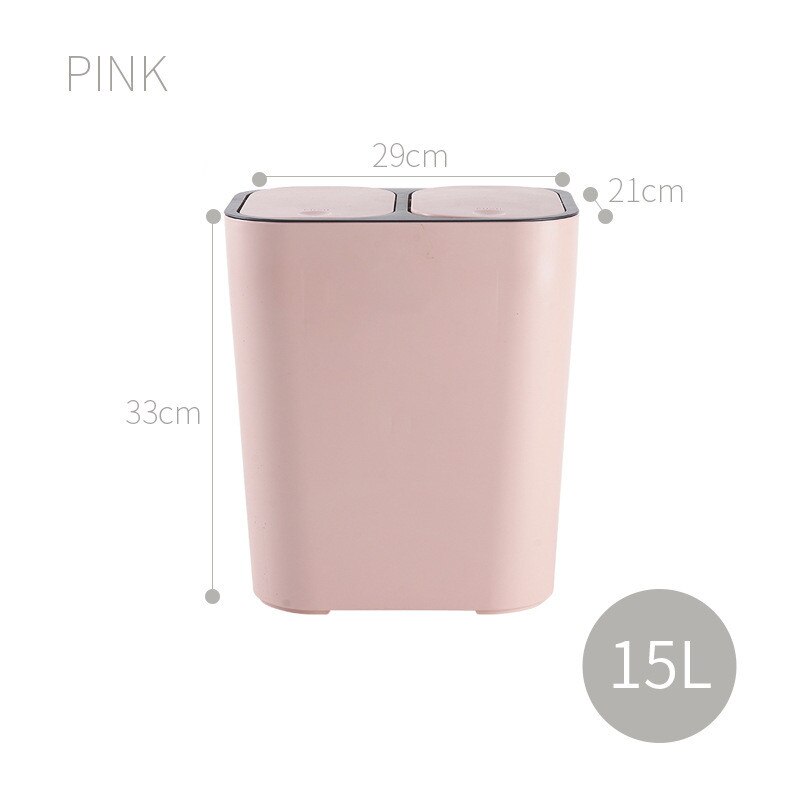 Large Capacity Waste Bins Double Cover Multifunction Classified Garbage Storage Can Pressing Covered Household Toilet Dustbins: 1