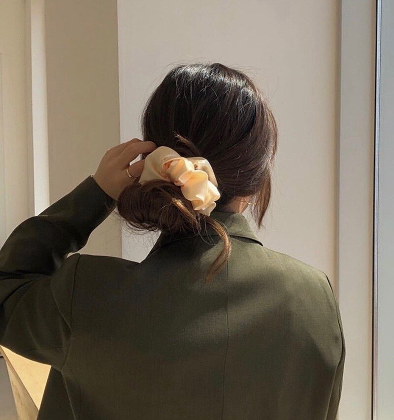 Chouchous en Satin de soie pour femmes et filles, élastique, en caoutchouc, solide, porte-queue de cheval, accessoires de cheveux, à la