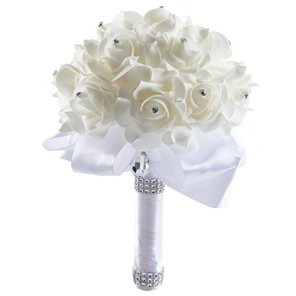 Dressv meilleur Rose perlé Bouquet de mariage fleurs plus de couleurs pour les Bouquets de mariée de mariage: White