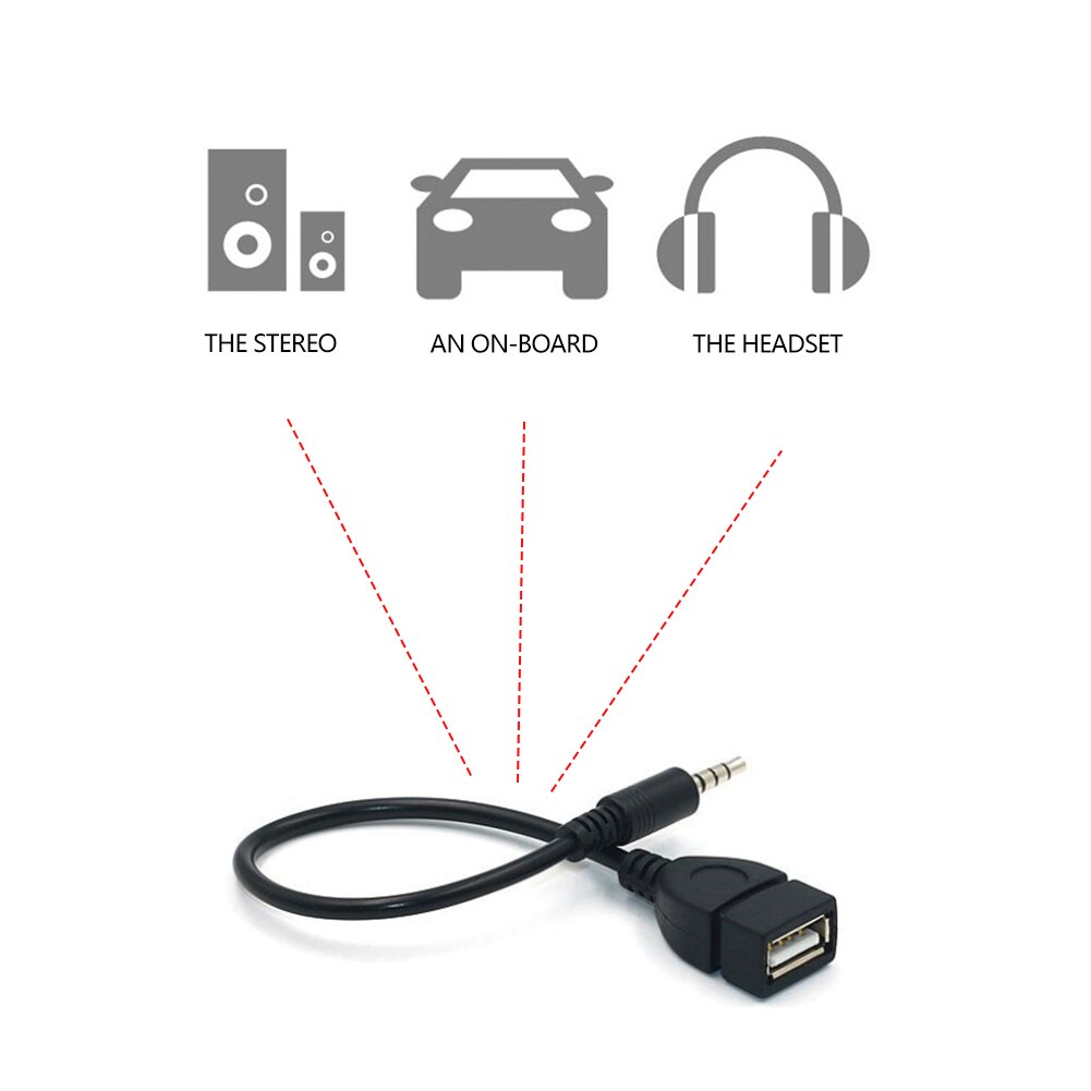 3.5mm Male Audio AUX Jack To USB 2.0 Type A Female OTG Converter Adapter Cable