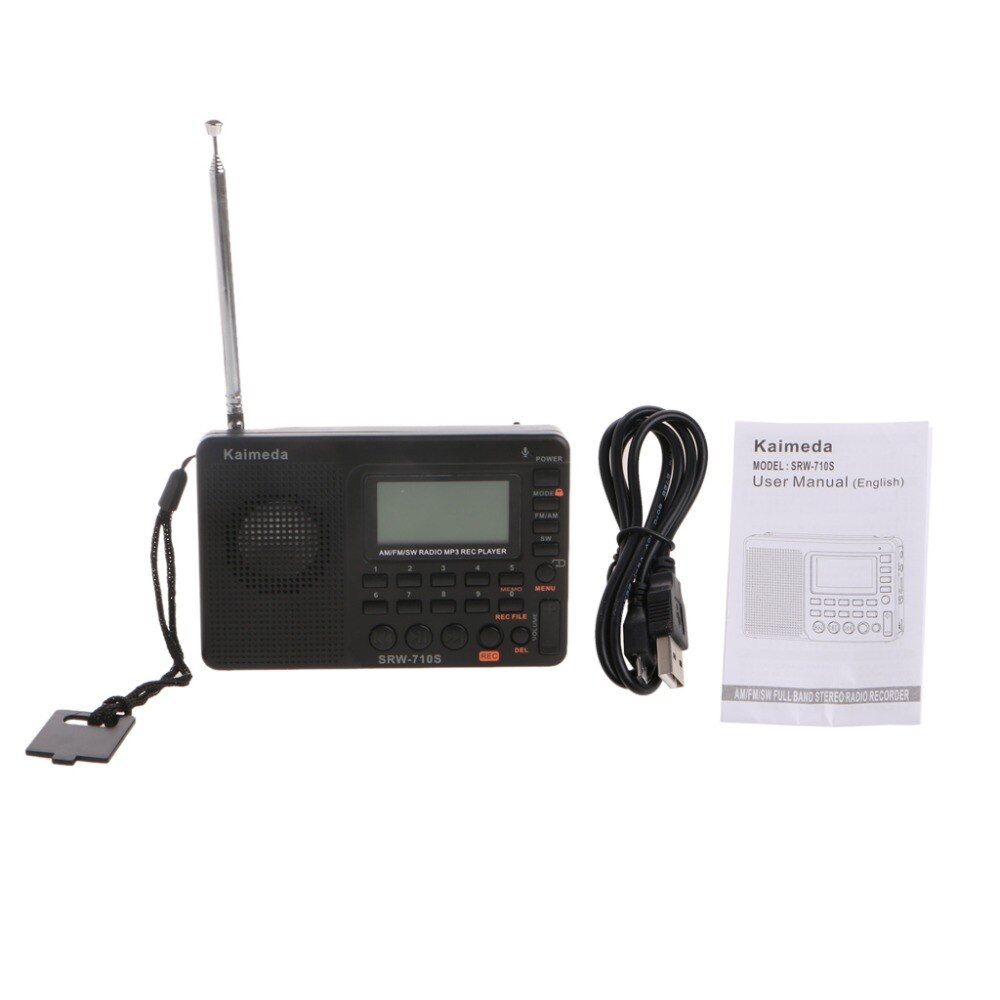 Digital Tuning LCD Receiver TF MP3 REC Player Portable AM FM SW Full Band Radio