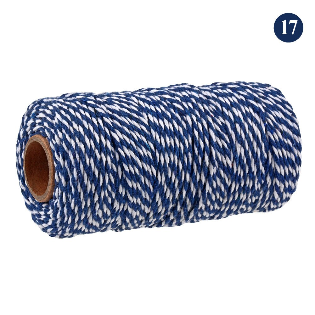 Hilo de algodón colorido para manualidades, hilo de macramé, para envolver , decoración de boda, 100 m/rollo: Dark blue white