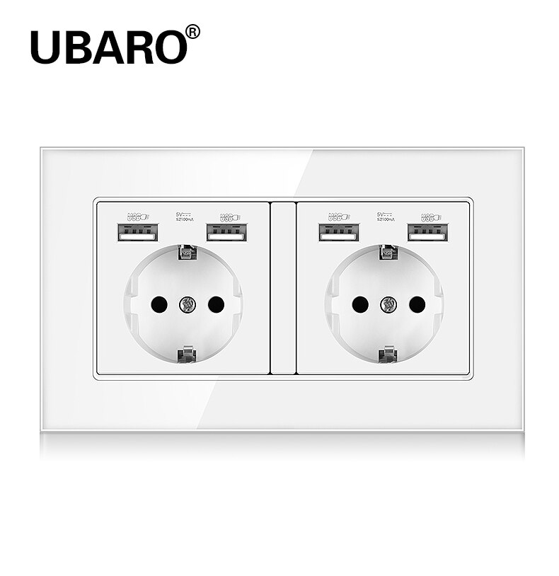 Ubaro 146*86 duitse standaard kristal gehard glas tomada priz stekkerdoos stopcontact stopcontact  ac100-250v: Ds -146-u2- w
