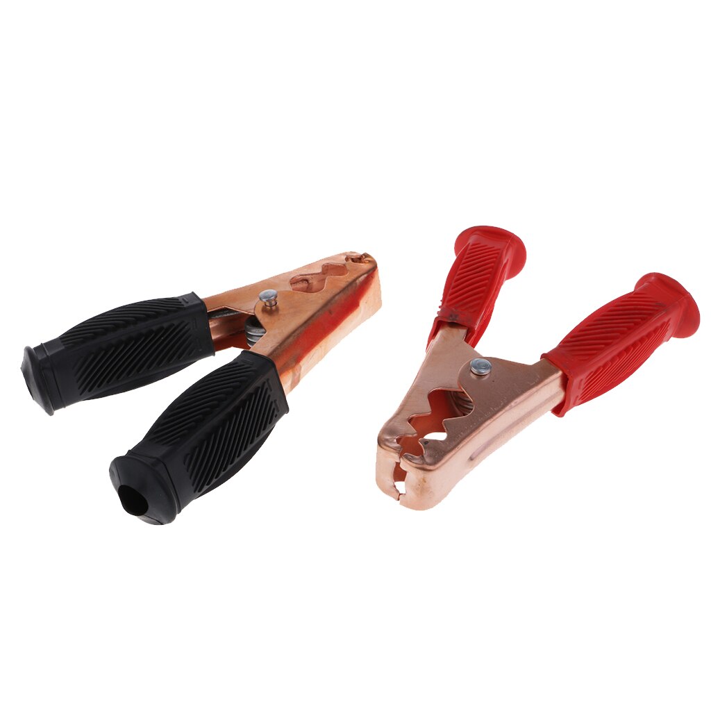 1 Pair Copper Plated Insulated Car Battery Clips Alligator Clamps 500A Red Black