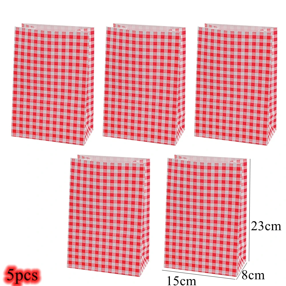Bolsa de papel Kraft a cuadros colorida, embalaje de flores para aperitivos, galletas y dulces, bolsa de almacenamiento Vertical, de de cumpleaños y boda, 5/10 Uds.: Color zafiro profundo