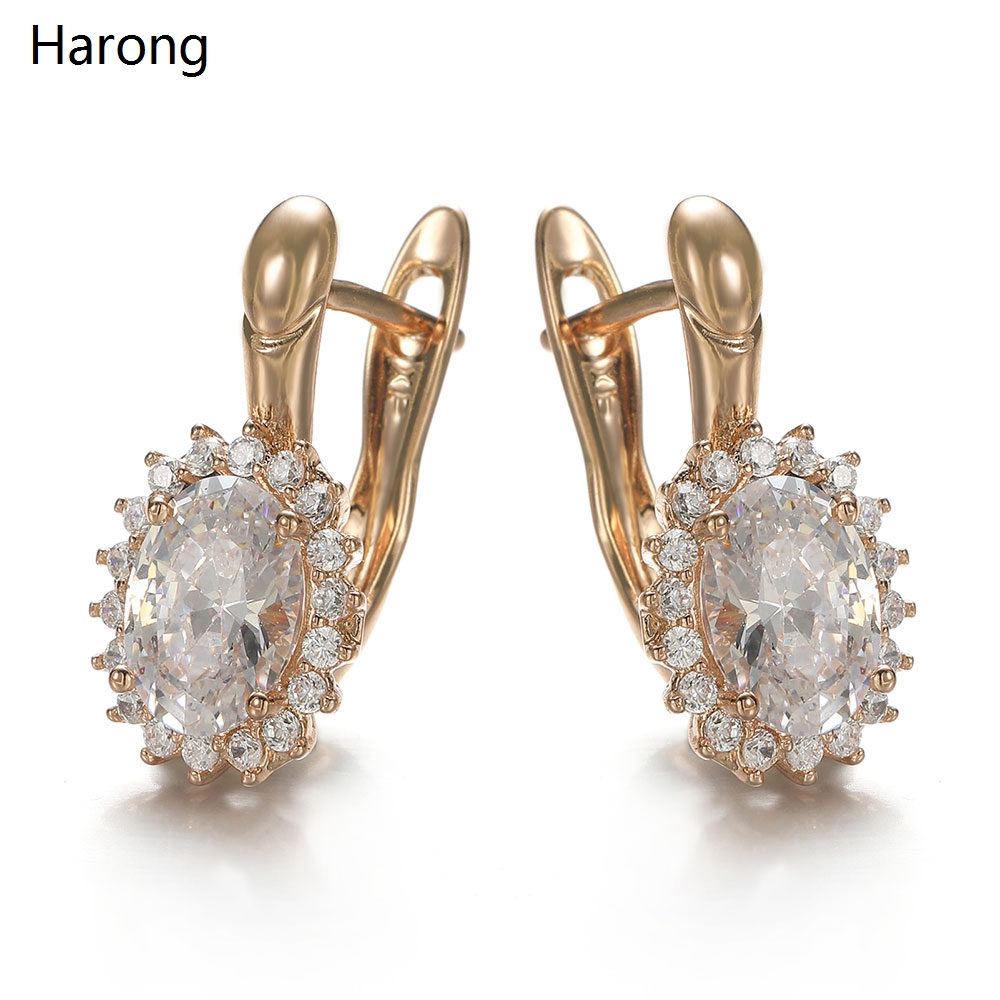 Pendientes colgantes de cristal de circón de para mujer, aretes estéticos de redondos huecos de Color dorado, de joyería: orange